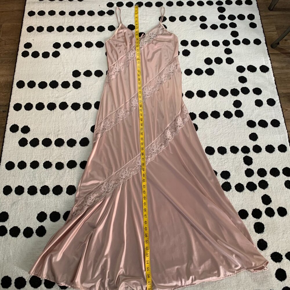 Vintage Y2K 90s Satin Sheer Lace Long Maxi Lingerie Slip Dress Nightgown - Picture 15 of 16